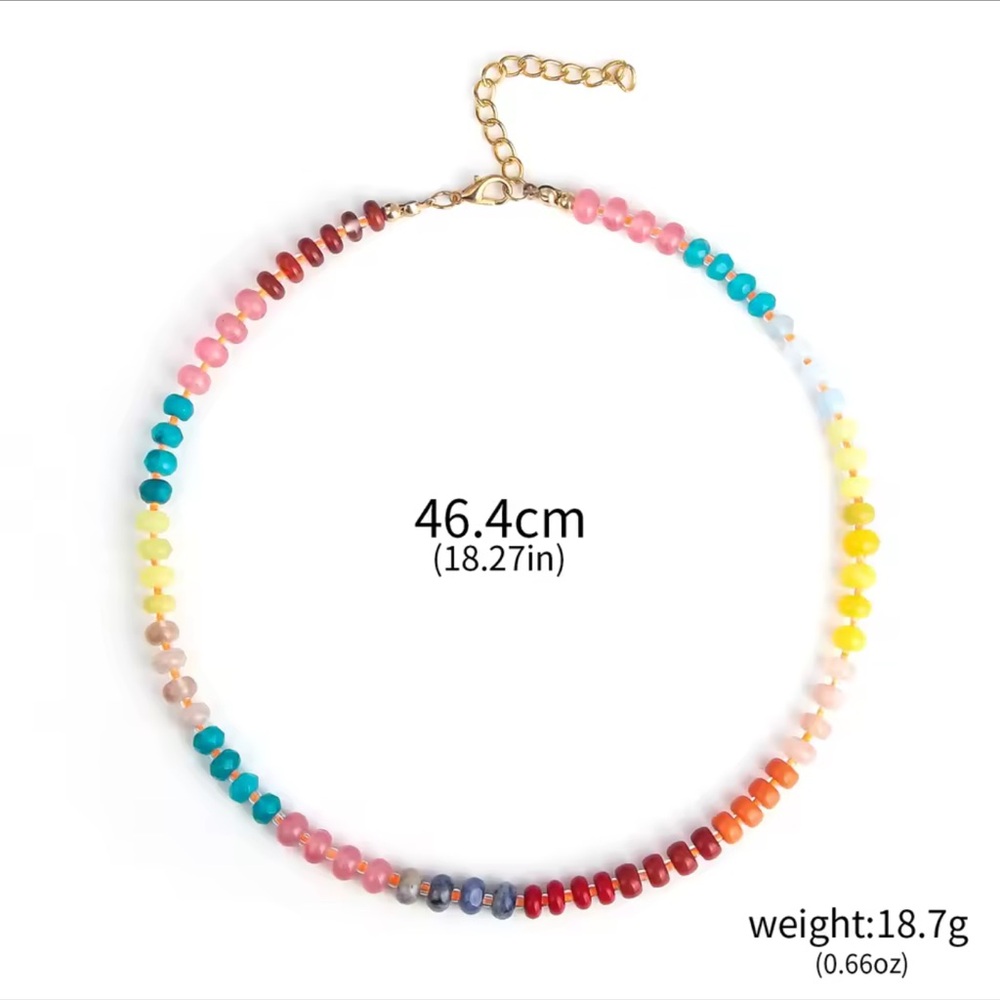 Colorful Rainbow Stone Beaded Choker Necklace
Adjustable - Picture 3 of 12
